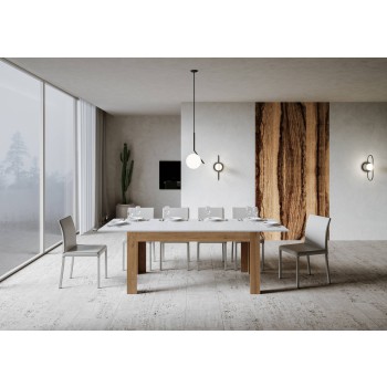 Mesa Bibi - Mesa extensível 90x160/220 cm Bibi Mix Espátula Tampo branco - Espátula Base antracite
