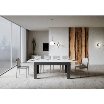 Mesa Bibi - Mesa extensível 90x160/220 cm Bibi Mix Espátula Tampo branco - Espátula Base antracite