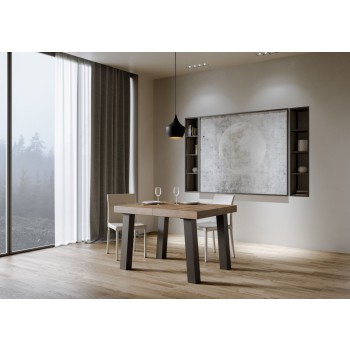 Mesa Bridge - Mesa extensível 90x140/244 cm, estrutura em freixo branco antracite.