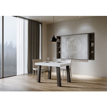 Mesa Bridge - Mesa extensível 90x140/244 cm, estrutura em freixo branco antracite.