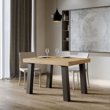 Mesa Bridge - Mesa extensível 90x140/244 cm, estrutura em freixo branco antracite.
