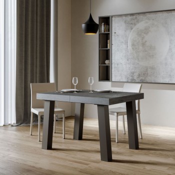 Mesa Bridge - Mesa extensível 90x140/244 cm, estrutura em freixo branco antracite.