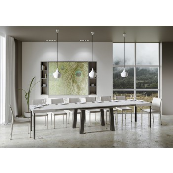 Mesa Bridge - Mesa extensível 90x180/440 cm, estrutura em freixo branco antracite.