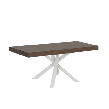 Mesa Clerk Premium com pés brancos D.90 - Mesa extensível 90x90/194 cm Clerk Premium com tampo em freixo branco - Pés brancos