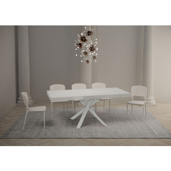 Mesa Clerk Premium com pés brancos D.90 - Mesa extensível 90x90/194 cm Clerk Premium com tampo em freixo branco - Pés brancos