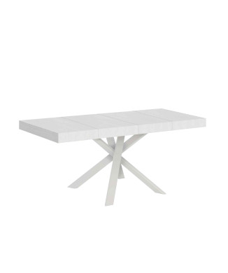 Mesa Clerk Premium com pés brancos D.90 - Mesa extensível 90x90/194 cm Clerk Premium com tampo em freixo branco - Pés brancos