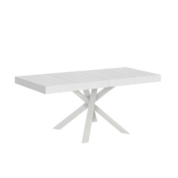 Mesa Clerk Premium com pés brancos D.90 - Mesa extensível 90x90/194 cm Clerk Premium com tampo em freixo branco - Pés brancos
