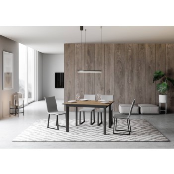 Mesa Cumar - Mesa extensível 90x120/180 cm, estrutura em freixo branco antracite.