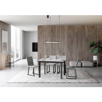Mesa Cumar - Mesa extensível 90x120/180 cm, estrutura em freixo branco antracite.