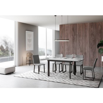 Mesa Cumar - Mesa extensível 90x120/180 cm, estrutura em freixo branco antracite.