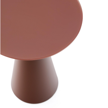 Mesa lateral Wilshire em vidro temperado fosco e aço pintado Ø35cm