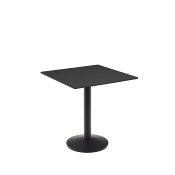 Mesa de exterior Esilda, preta, com pé de metal, 70 x 70 x 70 cm