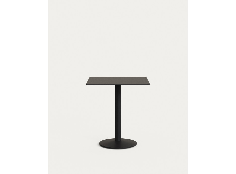 Mesa de exterior Esilda, preta, com pé de metal, 70 x 70 x 70 cm