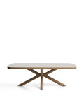 Mesa de exterior Mirtia em alumínio com efeito madeira e pedra sinterizada cor creme, 240 x 110 cm