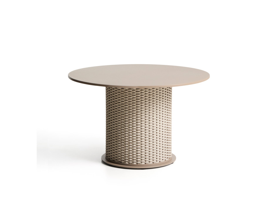 Mesa de exterior Sedalis em alumínio e corda cinza-pombo Ø 120 cm