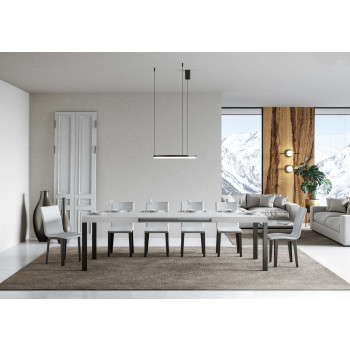 Mesa Everyday com pés em antracite D.90 - Mesa extensível 90x200/460 cm Everyday em freixo branco com pés em antracite