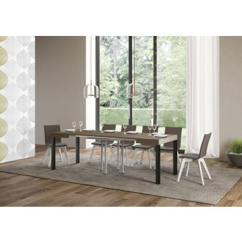 Mesa Everyday com pés em antracite D.90 - Mesa extensível 90x90/246 cm Everyday em freixo branco com pés em antracite