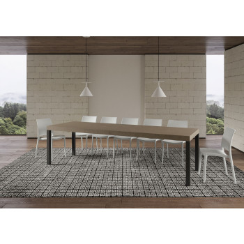 Mesa Everyday Premium com pés em antracite D.90 - Mesa extensível 90x200/304 cm Everyday Premium em freixo branco com pés em antracite