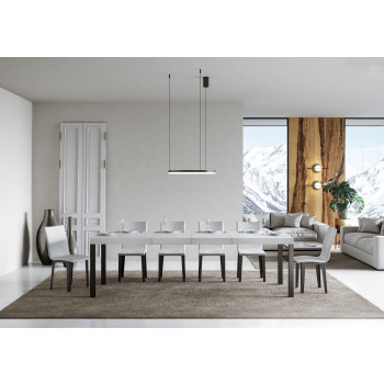 Mesa Everyday Premium com pés em antracite D.90 - Mesa extensível 90x200/304 cm Everyday Premium em freixo branco com pés em antracite