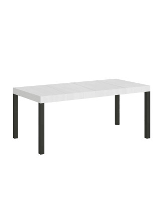 Mesa Everyday Premium com pés em antracite D.90 - Mesa extensível 90x200/304 cm Everyday Premium em freixo branco com pés em antracite