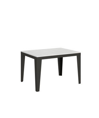Mesa Flame Evolution com pés e estrutura em antracite D.90 - Mesa extensível 120/380x90 cm Flame Evolution em freixo branco com estrutura e pés em antracite