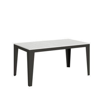 Mesa Flame Evolution com pés e estrutura em antracite D.90 - Mesa extensível 160/264x90 cm Flame Evolution em freixo branco com estrutura e pés em antracite