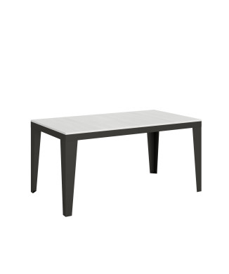 Mesa Flame Evolution com pés e estrutura em antracite D.90 - Mesa extensível 160/420x90 cm Flame Evolution em freixo branco com estrutura e pés em antracite