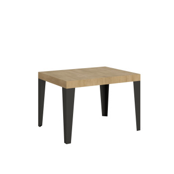 Mesa Flame com pés em antracite D.80 - Mesa extensível 120/204x80 cm em freixo branco Flame com pés em antracite