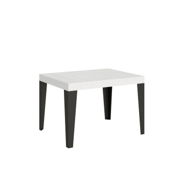 Mesa Flame com pés em antracite D.80 - Mesa extensível 120/204x80 cm em freixo branco Flame com pés em antracite
