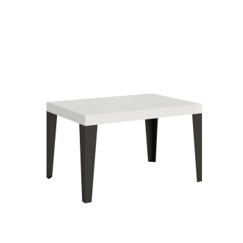 Mesa Flame com pés em antracite D.80 - Mesa extensível 140/224x80cm em freixo branco Flame com pés em antracite
