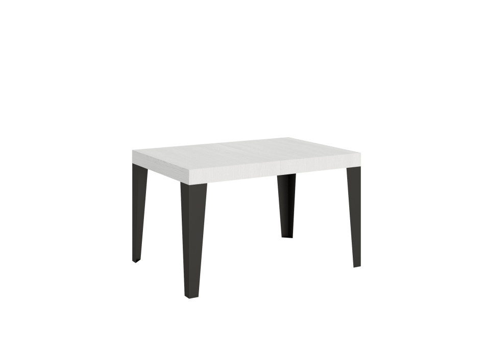 Mesa Flame com pés em antracite D.80 - Mesa extensível 140/224x80cm em freixo branco Flame com pés em antracite