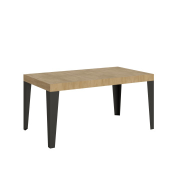 Mesa Flame com pés em antracite D.80 - Mesa extensível 160/244x80 cm em freixo branco Flame com pés em antracite