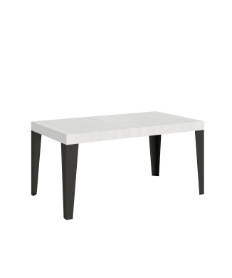 Mesa Flame com pés em antracite D.80 - Mesa extensível 160/244x80 cm em freixo branco Flame com pés em antracite