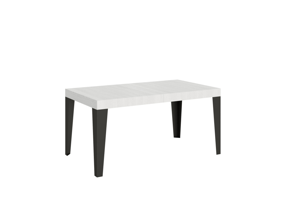Mesa Flame com pés em antracite D.80 - Mesa extensível 160/244x80 cm em freixo branco Flame com pés em antracite