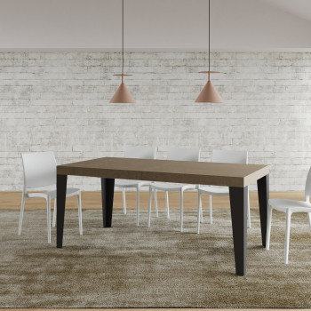 Mesa Flame com pés em antracite D.90 - Mesa extensível 180/284x90 cm em freixo branco Flame com pés em antracite
