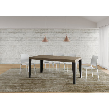 Mesa Flame com pés em antracite D.90 - Mesa extensível 180/284x90 cm em freixo branco Flame com pés em antracite