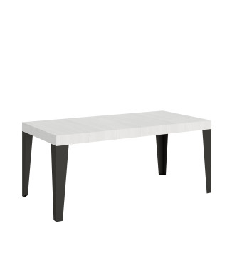 Mesa Flame com pés em antracite D.90 - Mesa extensível 180/284x90 cm em freixo branco Flame com pés em antracite