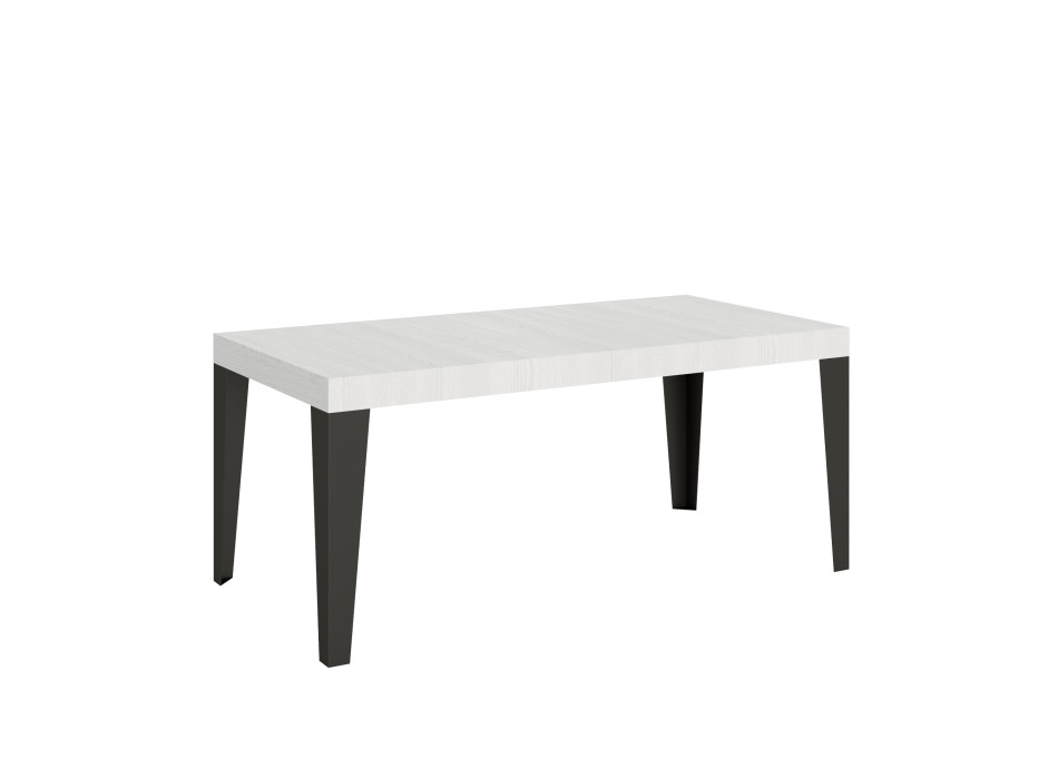 Mesa Flame com pés em antracite D.90 - Mesa extensível 180/284x90 cm em freixo branco Flame com pés em antracite