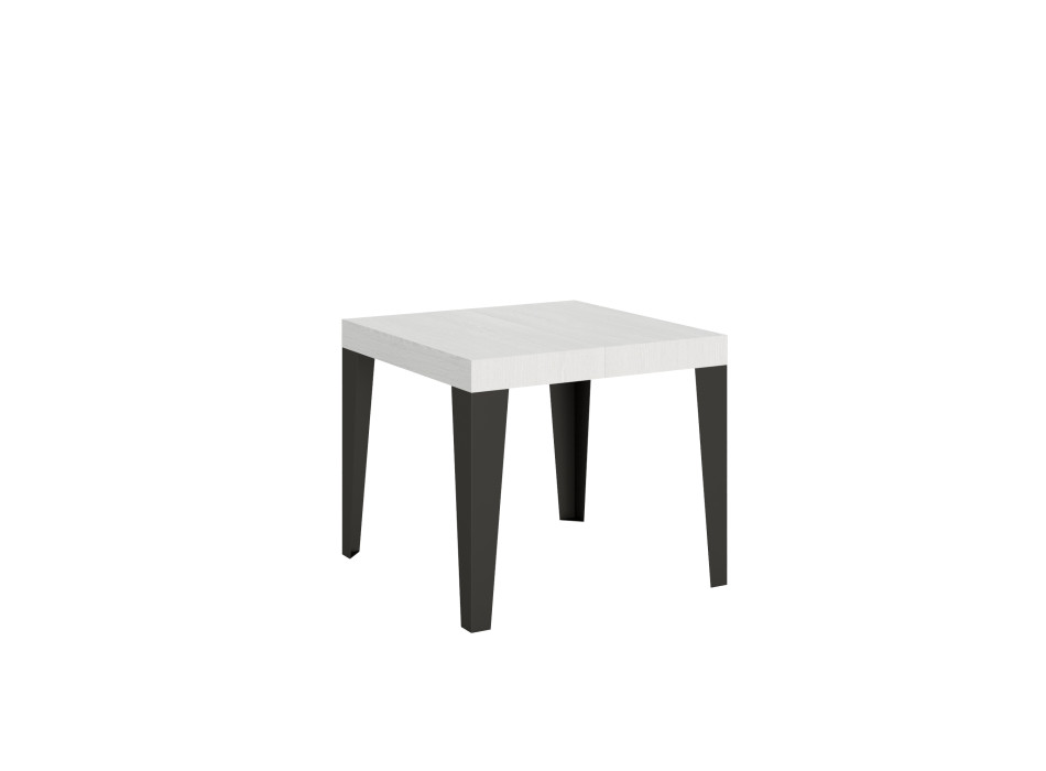 Mesa Flame com pés em antracite D.90 - Mesa extensível 90/246x90 cm em freixo branco Flame com pés em antracite