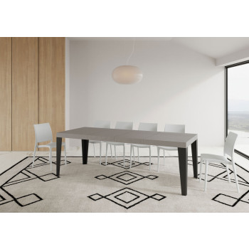 Mesa Flame Premium com pés em antracite D.90 - Mesa extensível 120/224x90 cm Flame Premium em freixo branco com pés em antracite