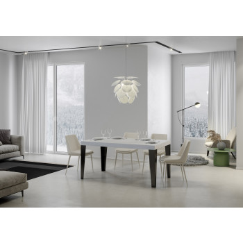 Mesa Flame Premium com pés em antracite D.90 - Mesa extensível 120/224x90 cm Flame Premium em freixo branco com pés em antracite