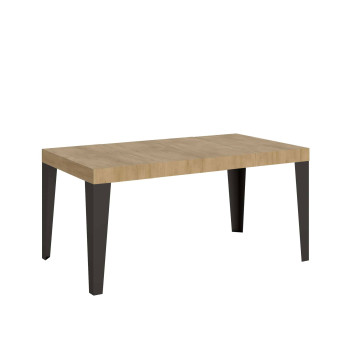 Mesa Flame Premium com pés em antracite D.90 - Mesa extensível 120/224x90 cm Flame Premium em freixo branco com pés em antracite