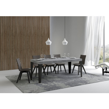 Mesa Flame Premium com pés em antracite D.90 - Mesa extensível 120/224x90 cm Flame Premium em freixo branco com pés em antracite
