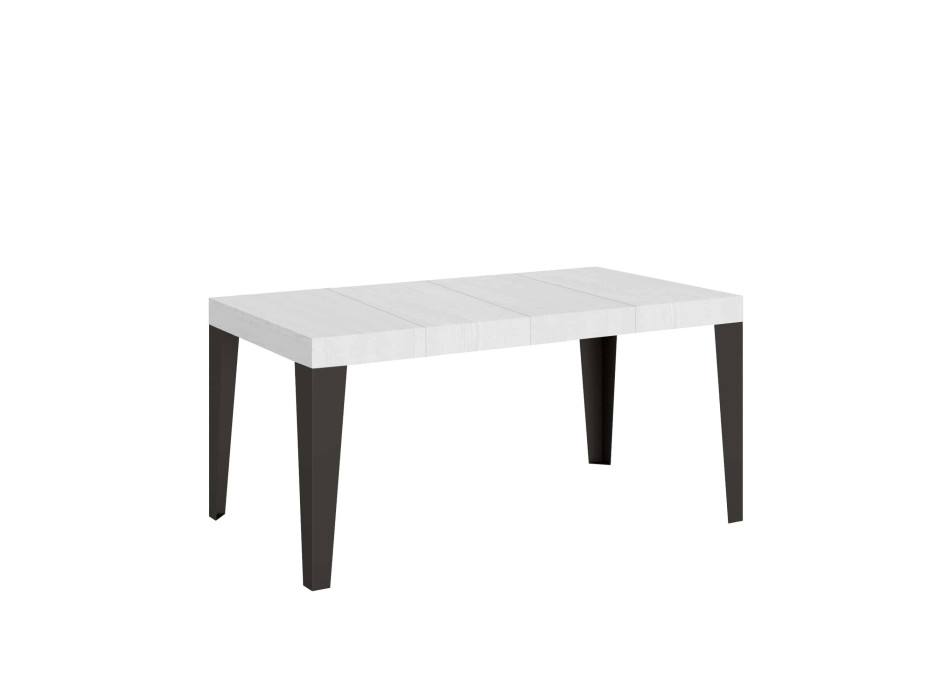Mesa Flame Premium com pés em antracite D.90 - Mesa extensível 120/224x90 cm Flame Premium em freixo branco com pés em antracite
