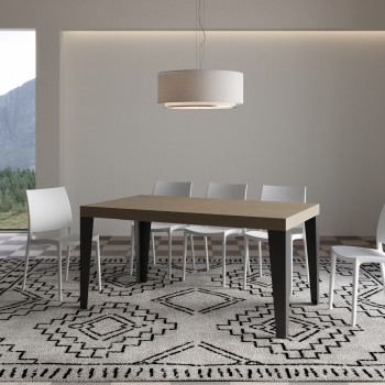 Mesa Flame Premium com pés em antracite D.90 - Mesa extensível 160/264x90 cm Flame Premium em freixo branco com pés em antracite