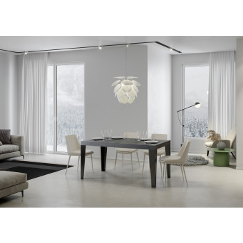 Mesa Flame Premium com pés em antracite D.90 - Mesa extensível 160/264x90 cm Flame Premium em freixo branco com pés em antracite