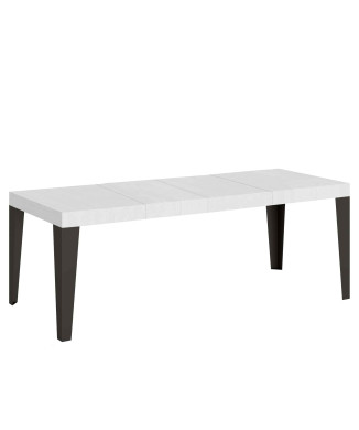 Mesa Flame Premium com pés em antracite D.90 - Mesa extensível 160/264x90 cm Flame Premium em freixo branco com pés em antracite