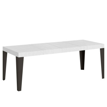 Mesa Flame Premium com pés em antracite D.90 - Mesa extensível 160/420x90 cm Flame Premium em freixo branco com pés em antracite