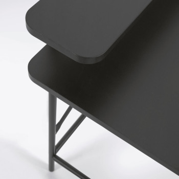 Mesa Galatia em melamina preta com pés de metal pintados de preto, 120 x 60 cm