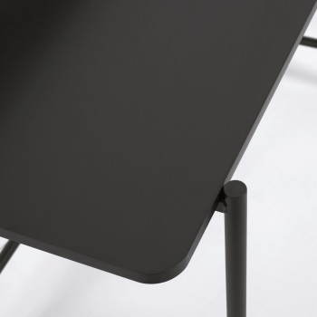 Mesa Galatia em melamina preta com pés de metal pintados de preto, 120 x 60 cm